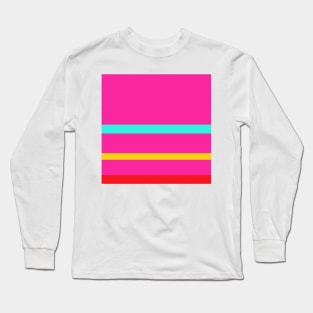 A prodigious pot-pourri of Cherry Red, Barbie Pink, Metallic Yellow and Bright Light Blue stripes. Long Sleeve T-Shirt